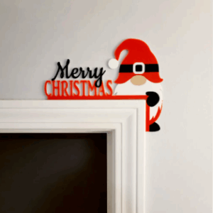 Merry Christmas Gnome voor op een Deurhoek